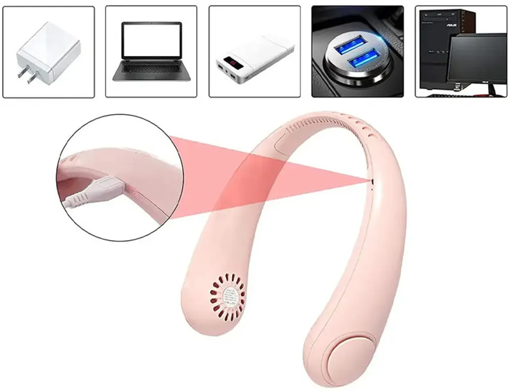Вентилятор на шию Cat Neck Fan — безлопатевий, до 16 годин роботи